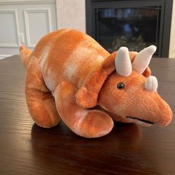 Kid Connection Plush Brown/Orange Dino 7'' Dinosaur Toy Good Condition 
