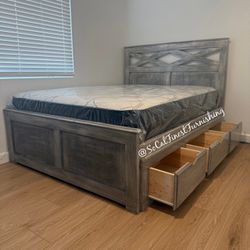 New Queen Bed With Drawers And Mattress
