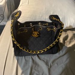 Chanel 25 washed denim handbag