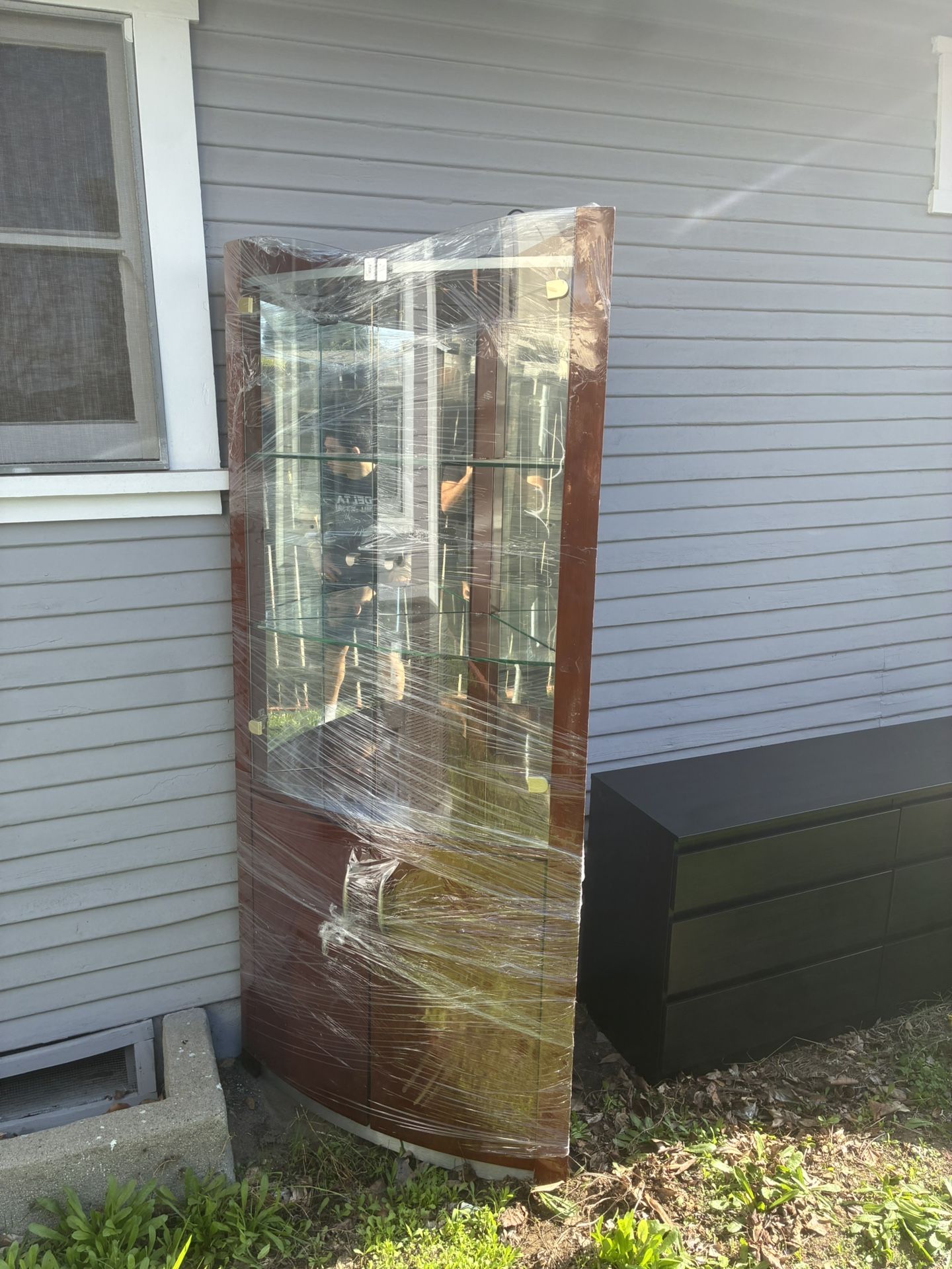 Glass Corner Curio Display Cabinet with Shelves