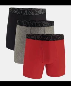 Under Armour UA XL 3 Pack Performance Tech 6" Boxerjock Boxer Briefs Black Red Gray