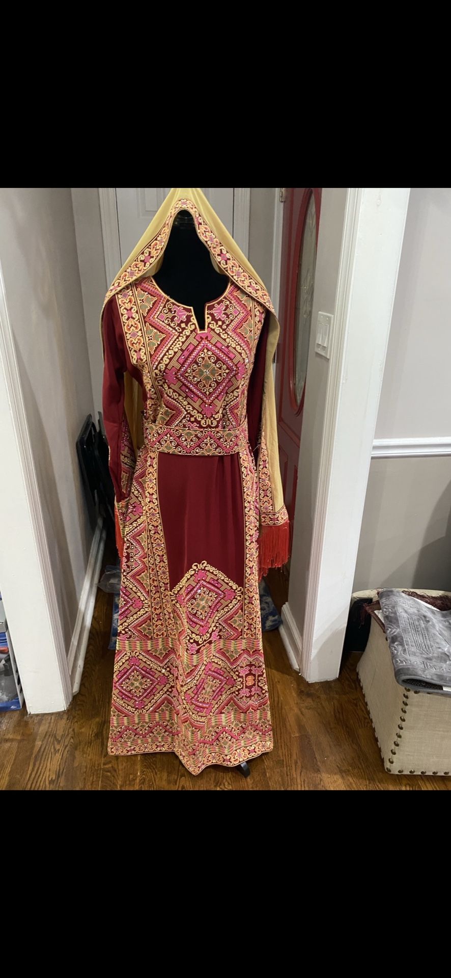 Custom Made Thoub Palestinian Arabic Traditional Thobe Henna Embroidery Middle Eastern Dress Party