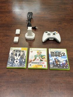 🎮 Xbox 360 Bundle — Controller + Quick Charge Kit + 3 Games | Great Condition!