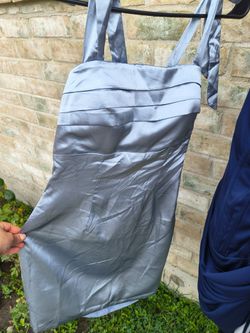 Elegant satin silver mini dress
