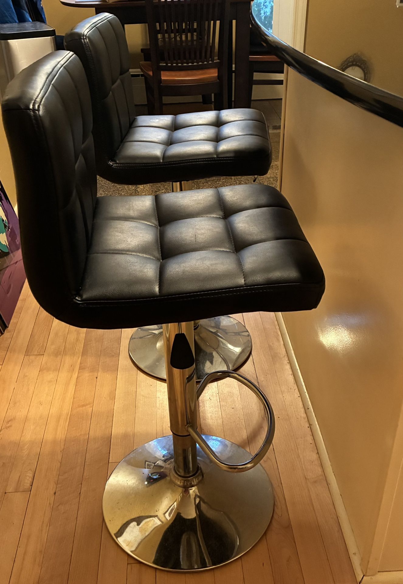 Pair of Adjustable Height Swivel Stools
