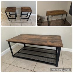 Matching Coffee Table, Stools, and Desk