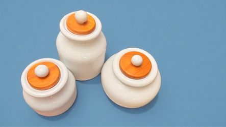 White Ceramic Canister Set with Wood Lids