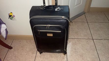 Black Spinner Luggage Suitcase with Gold Hardware