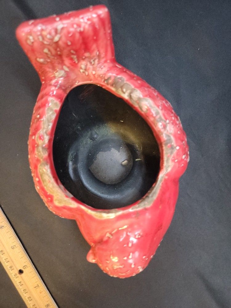 Red Bird Succulent Planter Clay Distressed Textured