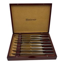WUSTHOF 8 piece stainless steel Mignon Steak Knife Set in wooden box