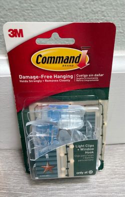 Command Damage-Free Hanging Light Clips & Window Hook.  16 clips & 20 strips.