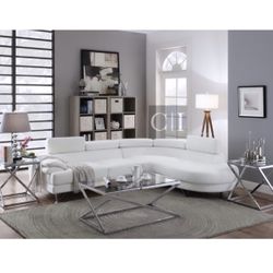 New! White Leather Sectional Sofa Couch