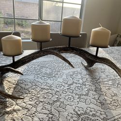 Rustic Candle Holder With Unlit Candles