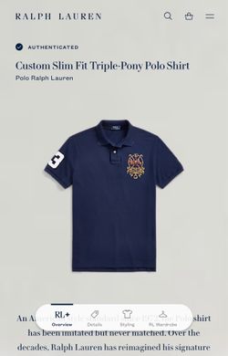 Polo Triple Pony Mens Shirt Size L slim fit