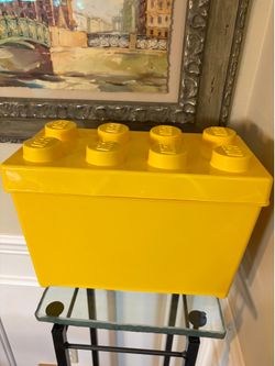 Lego storage brick 8 stud yellow plastic stackable toy box organizer container