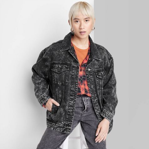 brand new Women's Oversized Denim Trucker Jacket - Wild Fable™ black wash XL