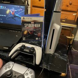 Brand New 2024 PS5 slim disc edition Not Fat 2023 PS5... come with 2 Controllers & Spider Man Edition Game. For $480!.. bestbuy is $600! No extra stuf