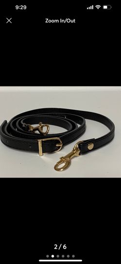 replacement purse strap 47” long ADJUSTABLE  BLACK LEATHER  WITH GOLDEN METAL