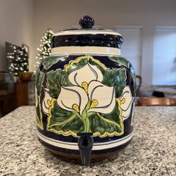 Talavera Large Water Or Beverage Crock Dispenser From Mexico 