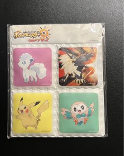 Pokemon Magnet Tiles Set of 4 Alolan Vulpix Necrozma Pikachu Rowlet Ultra Sun