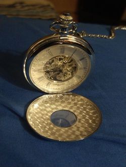 Brand new Chrome mechanical men silver  pocket watch