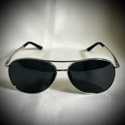 MXNX Aviator Sunglasses for Men - Polarized Silver/Black Frame + Full Kit