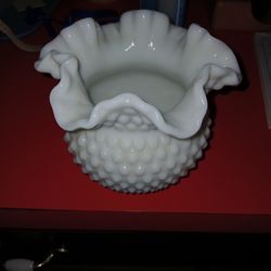 Fenton 5.5" Milk Glass Hobnail Rose Bowl, No. MI 3656