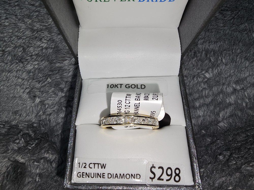 Forever Bride 0.50 Carat T.W. Round Diamond Channel Wedding band in 10k Yellow Gold