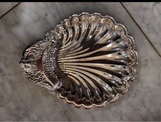 Silver-Plated Shell-Shaped Serving Dish