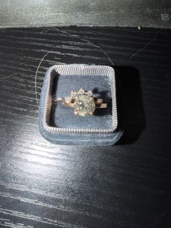 2 Ct. Salt and Pepper Engagement Ring + Wedding Ring