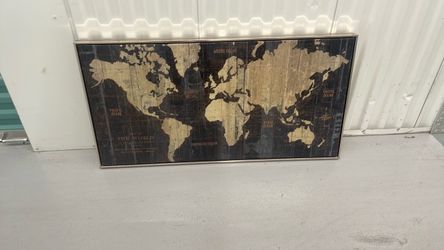 Large Framed World Map Wall Art