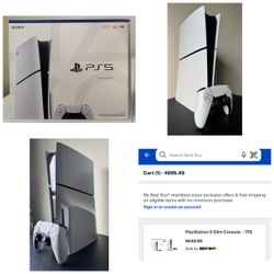 PlayStation 5 Slim Console 1TB for sale. This is the model that plays both disc & digital games.