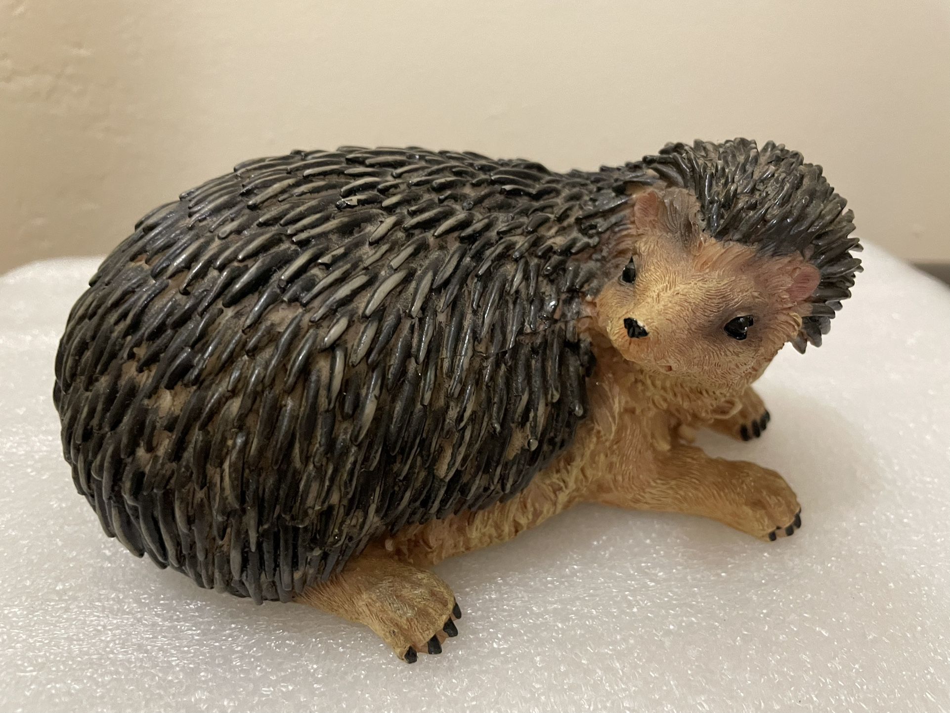 Sculpted Black Pottery Hedgehog with a Sweet Pointy Face 6 Inch