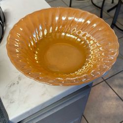vintage Anchor Hocking Fire King Peach Lustre Swirl Round Vegetable Serving Bowl