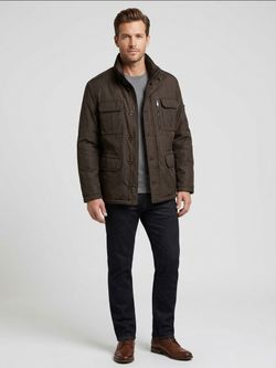 Marc New York  Men's Brown Field Jacket with Multiple Pockets Size large