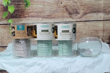 New LED String Light Set + Libbey Glass Vase & Tea Light
