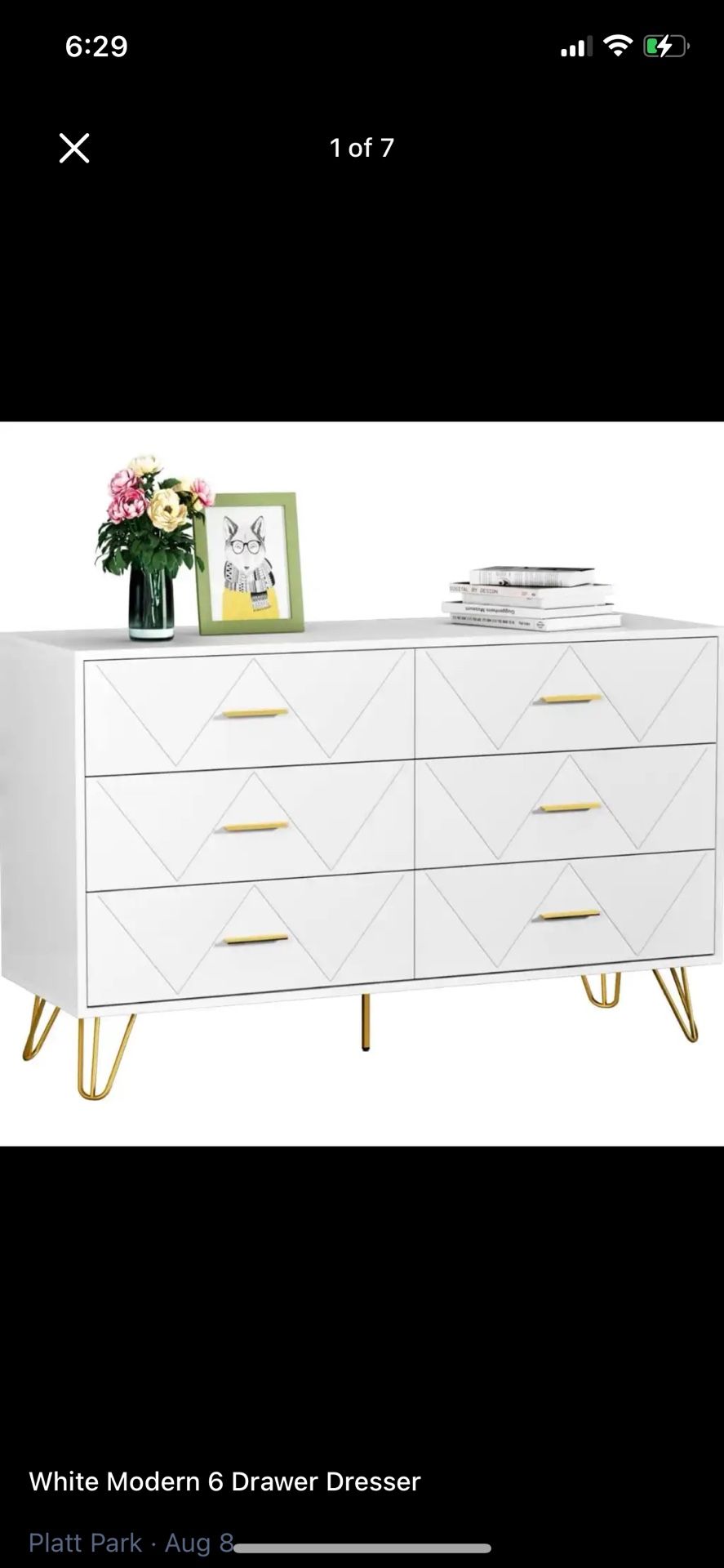 White Modern 6 Drawer Dresser