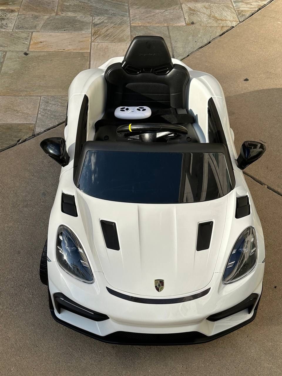 Porsche 718 12V Powered Ride on Toys, Kids Ride on Cars Sports Car with Remote Control, 4 Wheel Suspension, Bluetooth, Music, LED, Safety Belts, Elect