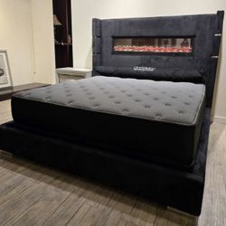 BLACK fireplace BED 😍😍🔥🔥🖤🖤
