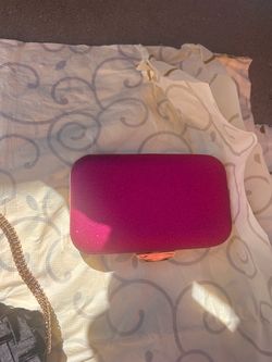 Pink Glitter Hard Shell Clutch Bag