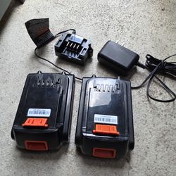 Black+Decker 20V MAX Batteries (2) + Charger - Tested