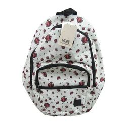 Vans Backpack White With Red Flowers 