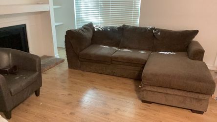 Brown Fabric Sectional Sofa with Chaise