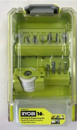 Ryobi 16 pc Rotary Tool Carving & Engraving Kit For Wood Metal Plastic Glass
