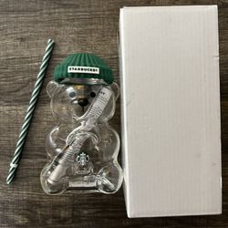 Starbucks 2025 Bearista Bear Glass Jar Cup Tumbler Sipper