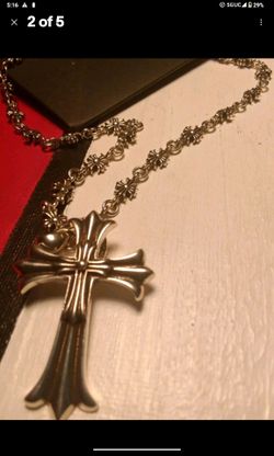 Chrome CH Hearts Chain Necklace Double Cross Rockstar designer Biker Jewelery 1999 30' 925