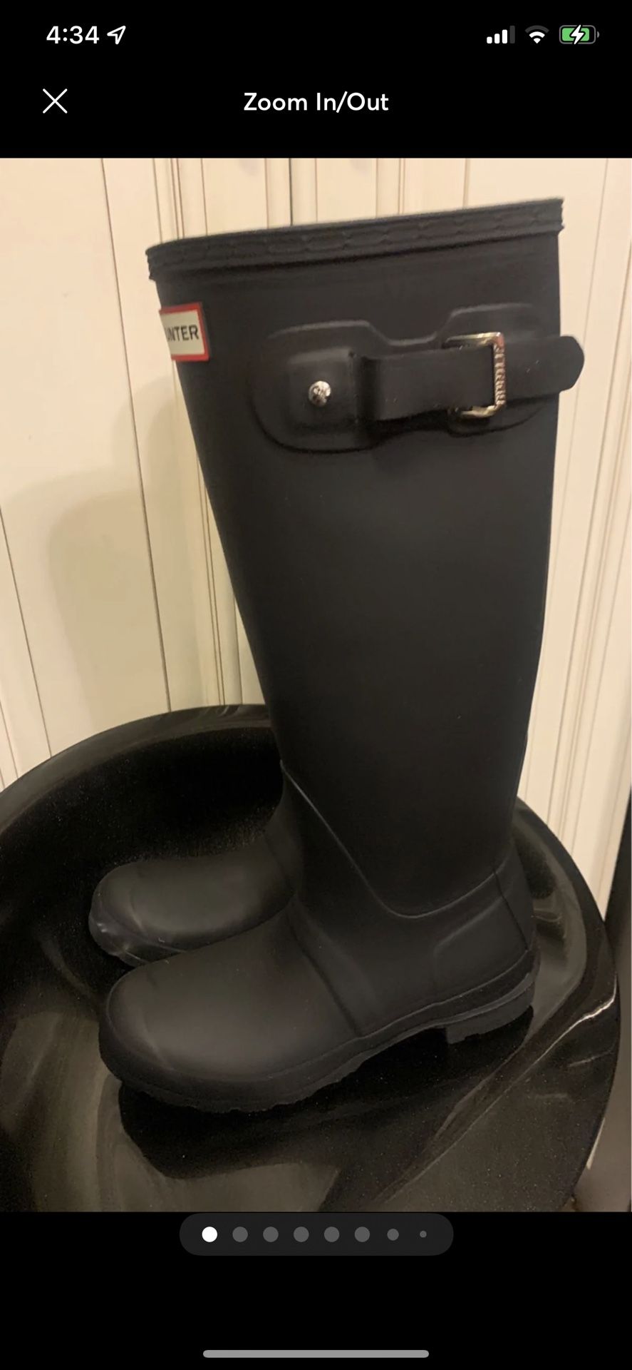 HUNTER Women's Original Back Adjustable Rain Boots, Two Tone Size 6.