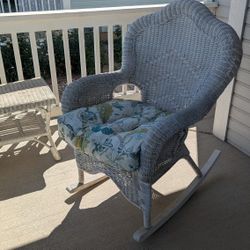 Wicker Rocking Chair And Table