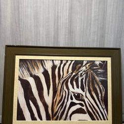 Zebra Canvas Picture With Wooden Frame