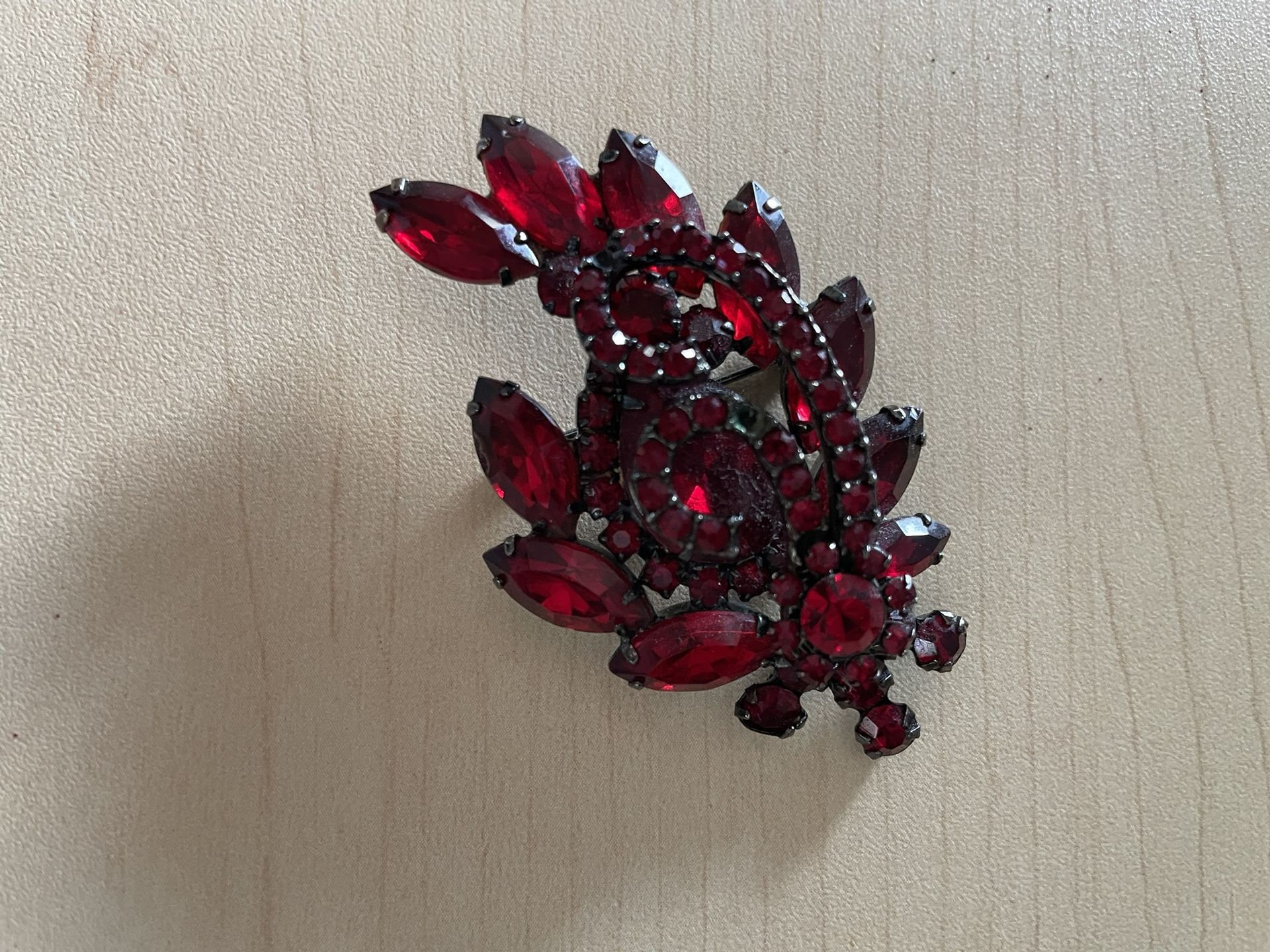 Vintage Ruby Red Brooch